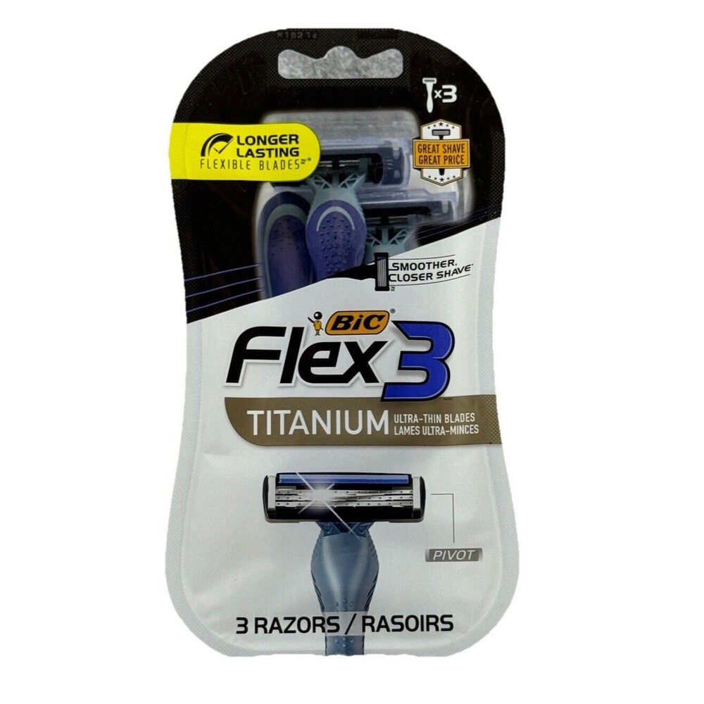 BIC Flex 3 Titanium Disposable Razors for Men, 3 Blades, 3‎ Count